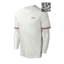 T705 訂造圓領T恤款式   自訂LOGOT恤款式 撞色間 扁機袖  製作男裝T恤款式  T恤專營     白色 T705 訂造圓領T恤款式   自訂LOGOT恤款式 撞色間 扁機袖  製作男裝T恤款式  T恤專營     白色